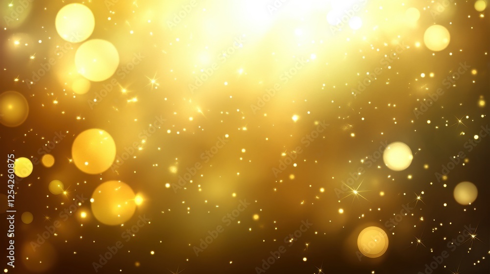 Poster golden bokeh background with sparkling lights and shimmering effects