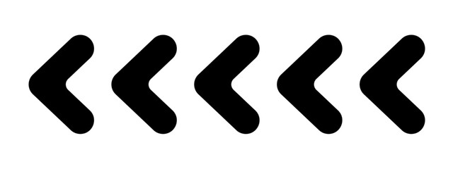 Black chevron arrows. Repeated V shaped stripes design. Motion, orientation, road caution, download, army insignia, military or navigation sign isolated on white background. Vector illustration.