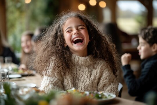 Excited students gather at a long table, sharing a hearty breakfast during National School Breakfast Week. Laughter fills the air as they engage in lively conversation and savor delicious food