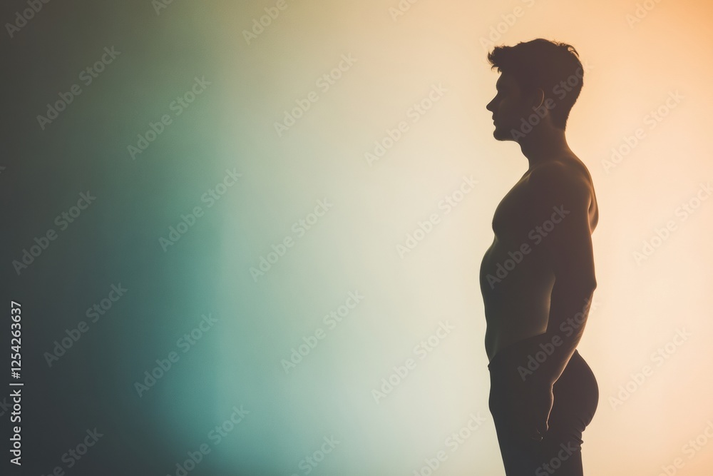 Poster weight loss transformation silhouette showcasing progress from before to after lifestyle change. gen