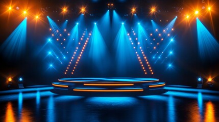 Podium stage for television studio modern theater shows concept background wallpaper