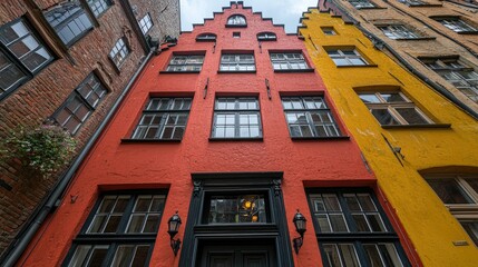 Colorful Old European Buildings with Many Windows