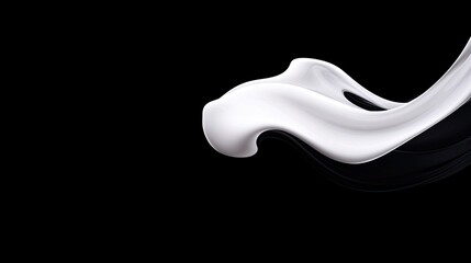 Abstract white fluid shape gracefully flowing across a dark background, evoking elegance and motion