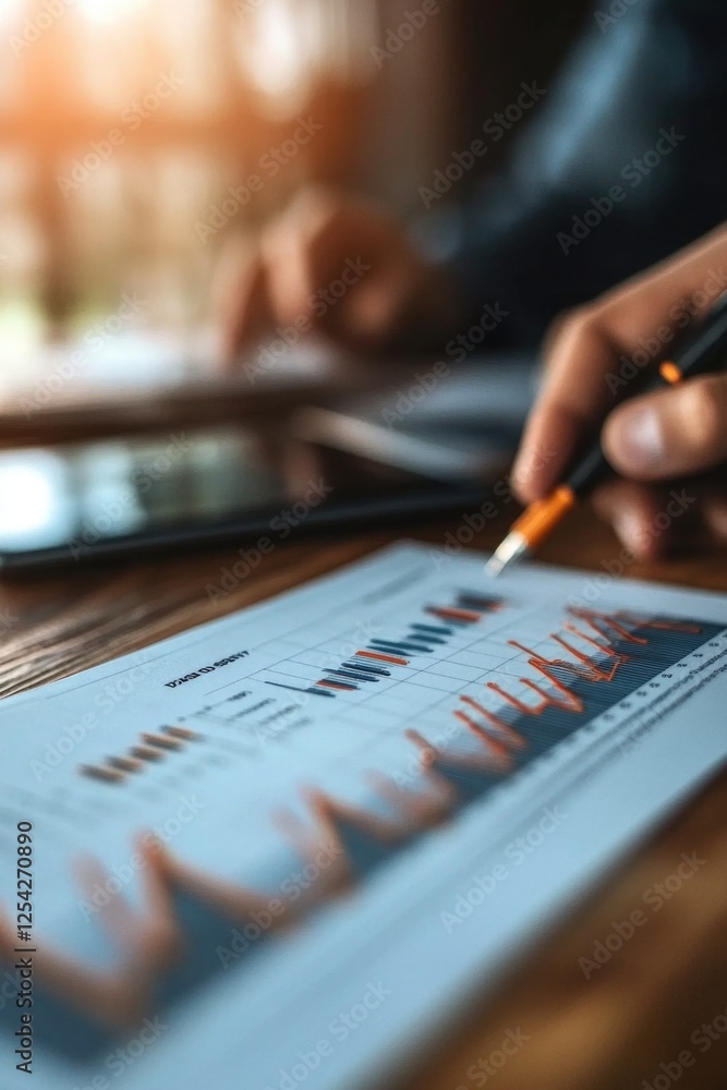 Poster top view of business team working together while talking about financial chart. close up of skilled 