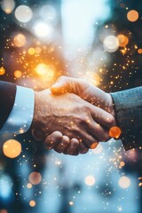 Trusted partner. Businessmen making handshake with partner, greeting, dealing, merger and acquisition, business cooperation concept, joint venture, Build trust in business and finance relationships.