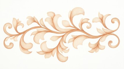 Elegant floral design featuring intricate swirls and leaves in warm tones on a light background