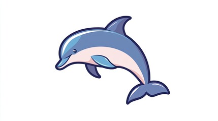Naklejka premium Playful dolphin illustration leaping joyfully in a vibrant underwater scene