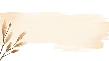 Delicate botanical illustration featuring soft beige background with elegant plant design