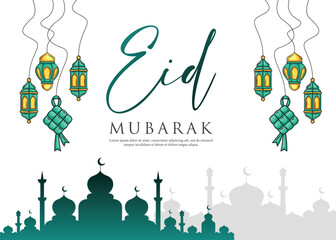 Eid Mubarak illustration design. Islamic background