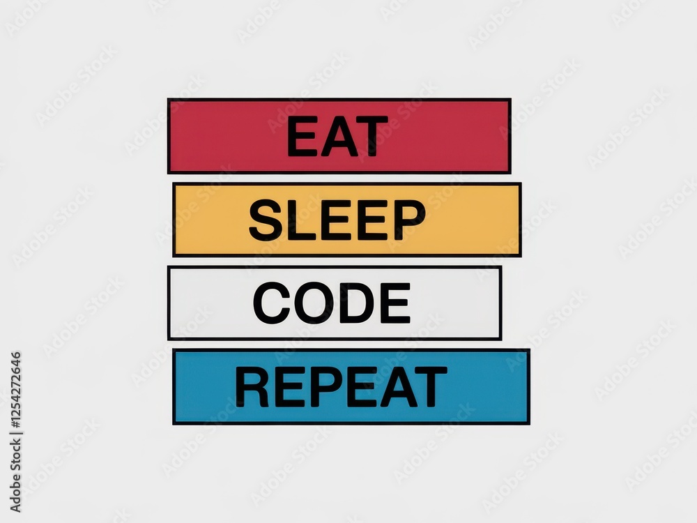 Aufkleber eat, sleep, code, repeat - a mantra for programmers and tech enthusiasts