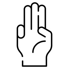 Three fingers hand gesture black line icon