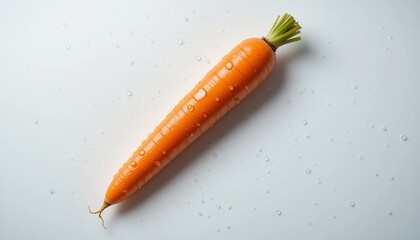 Fresh Orange Carrot with Water Drops on White Background Healthy Vegetable Food Photography