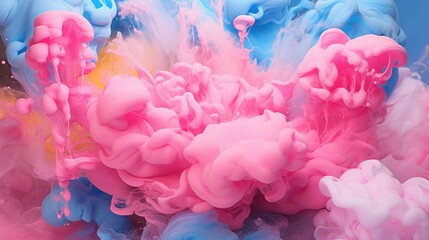 Fototapeta premium Colorful pink and blue ink swirling in water, creating a vibrant abstract design