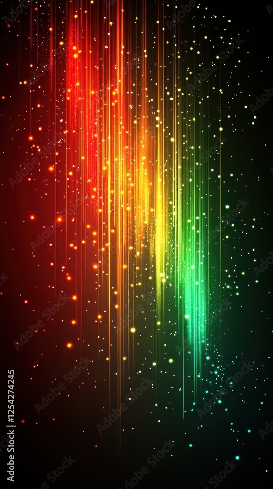 Poster colorful abstract background with vibrant lines and sparkling particles