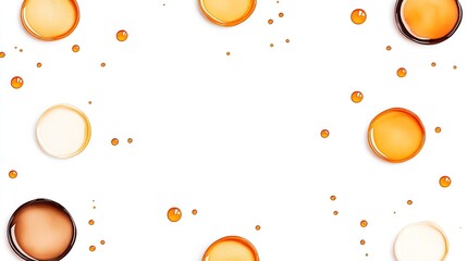 Colorful liquid droplets arranged in a circular pattern on a white background, evoking freshness