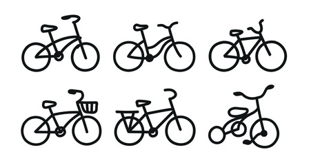 Obraz premium Bicycle doodle illustration for elements for weddings, banners, cards and prints. Isolated vectors.eps