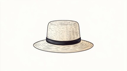 A stylish straw hat with a black band, centered against a minimalist background, perfect for summer fashion
