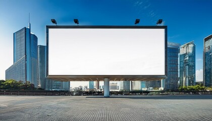 都市の歩行者エリアにある大型ビルボード広告モックアップ | ブランド・企業向け

