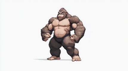 Cartoon-style muscular gorilla character standing confidently against a plain white background