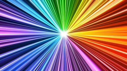 Obraz premium Vibrant Light Rays Radiating from Center in Spectrum of Colors