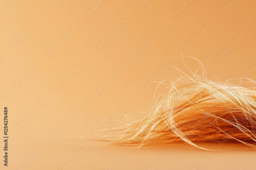 Leinwandbilder close up view of fine broken hair strand on soft orange background capturing delicate texture and fr