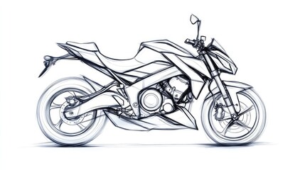 Obraz premium Detailed sketch of a modern motorcycle showcasing its sleek design and engineering features