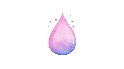 Watercolor drop with pink and blue gradient, isolated on white background for artistic use