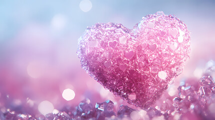 Obraz premium Dreamy Pink Crystal Heart with Soft Background