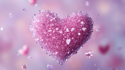 Fototapeta premium Pink Heart with Cracks and Purple Hues