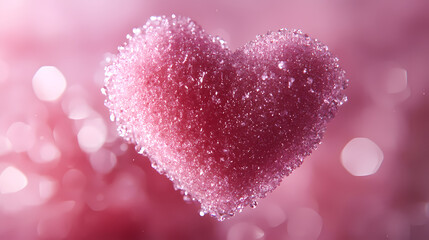 Fototapeta premium Pink Heart Shining in Soft Purple Glow