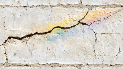 Cracked Wall with Colorful Chalk Art for Textured Backgrounds