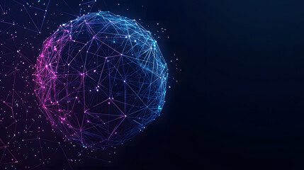 Abstract Futuristic Sphere of Connected Dots and Lines, Global Network Concept