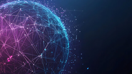 Obraz premium Abstract Global Network Connection Futuristic Sphere of Interconnected Nodes