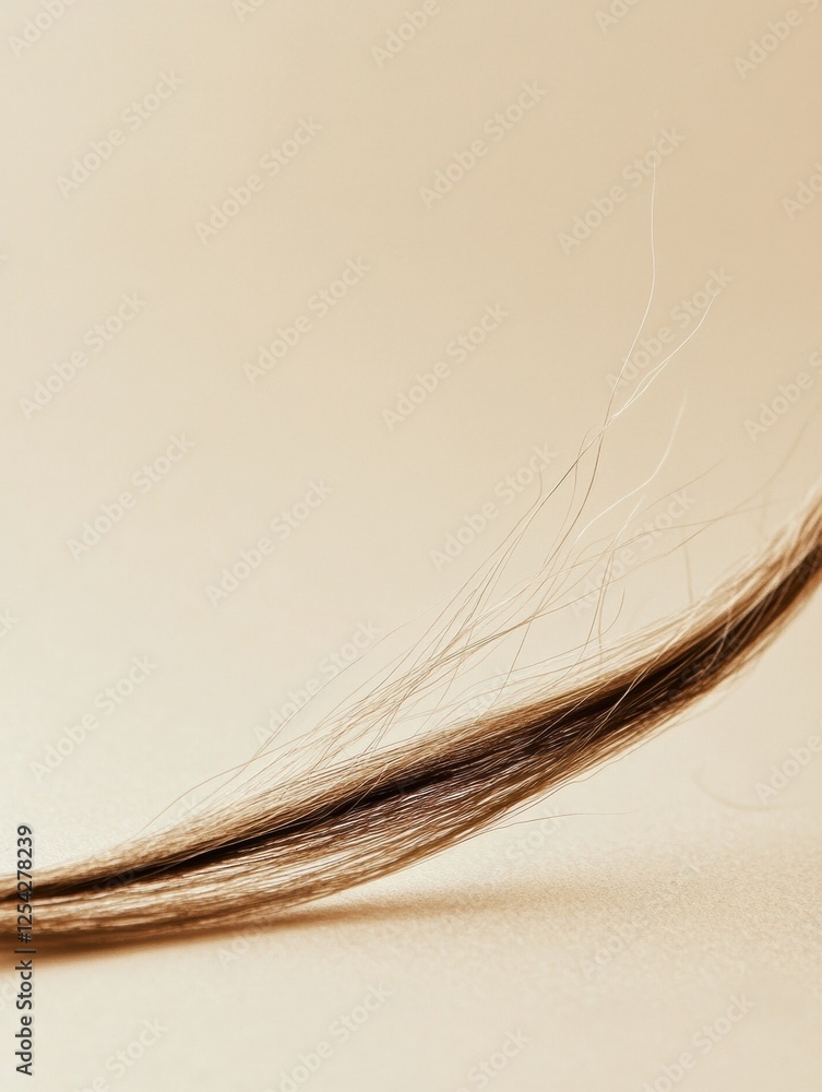 Poster macro shot highlighting a broken strand of hair on a neutral background in a well lit setting. gener