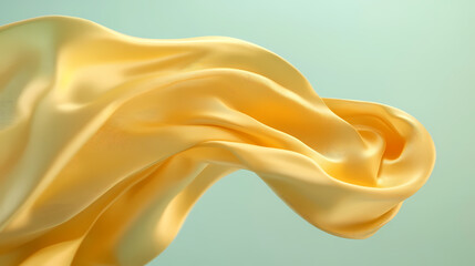Flowing Silk: Light Yellow on Soft Green Background