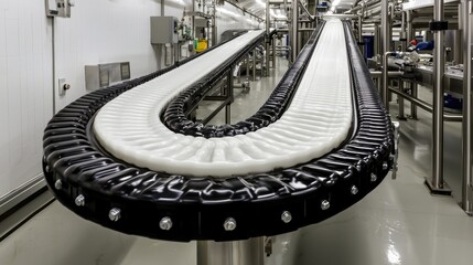 Industrial Conveyor Belt System in a Food Processing Plant