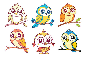 A Bundle of Cute Bird vector cartoon illustration Easter day