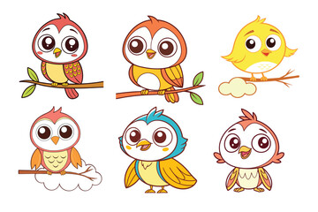 A Bundle of Cute Bird vector cartoon illustration Easter day