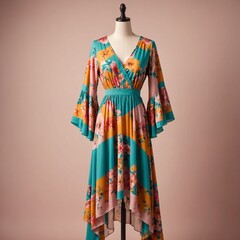 mannequin with colorful flowing floral dress