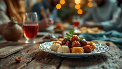 A Cozy Gathering Around a Festive Table Filled with Delicious Dishes and Friends Enjoying Each Other's Company