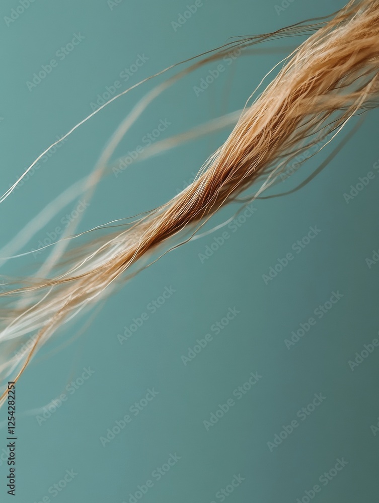 Poster detailed macro shot captures a broken strand of hair highlighting its texture and fragility against 