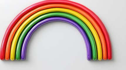 Obraz premium Colorful Rainbow Made of Smooth and Shiny Plastic Tubes on White Background