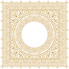 Vector illustration for ornamental design patterns on square frames, arabic ornament, gold decoration. Suitable for calligraphy, frame decoration, use with text placement in the center
