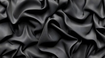 Obraz premium Luxurious Black Fabric Texture with Dramatic Drapery and Creases