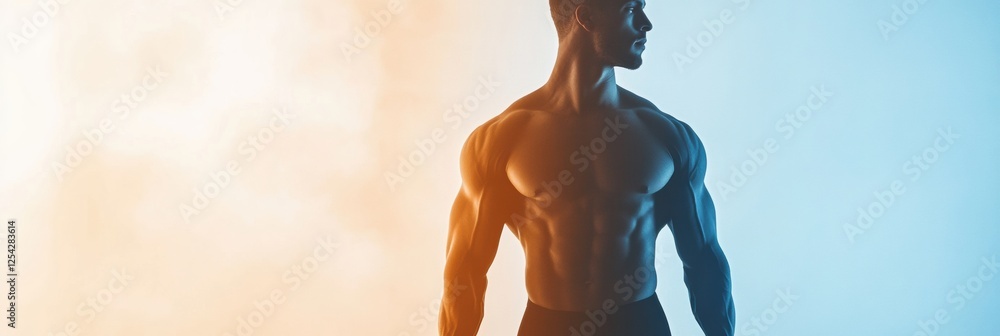 Poster fitness transformation silhouette showcasing progress after consistent workouts and dedication. gene