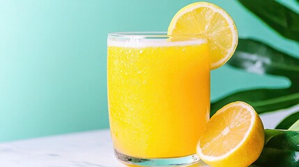 Refreshing lemonade, summer drink, tropical background