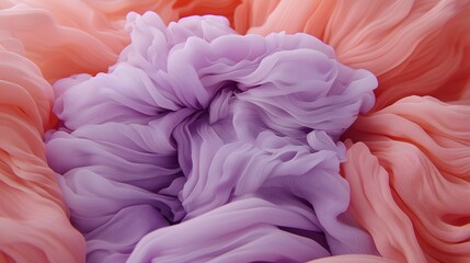 Fototapeta premium Soft Flowing Fabric in Pastel Colors Blushing Hue and Lavender Shades