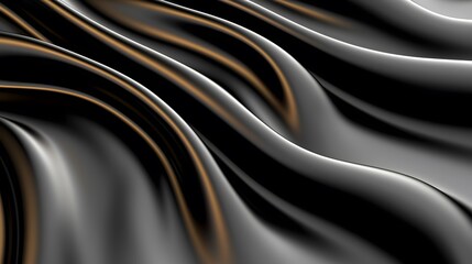 Flowing Black and Gold Fabric Texture with Soft Waves and Curves