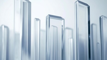 Fototapeta premium Abstract 3D glass graph with frost texture symbolizing financial growth, minimalistic design.