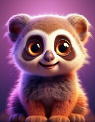 Niedliches Loris, lila Hintergrund